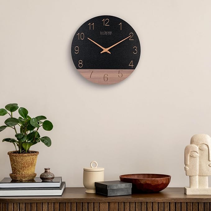 La Crosse Clock 404-3630C 12 inch Dark Sierra Wood Analog Quartz Wall Clock - Image 7