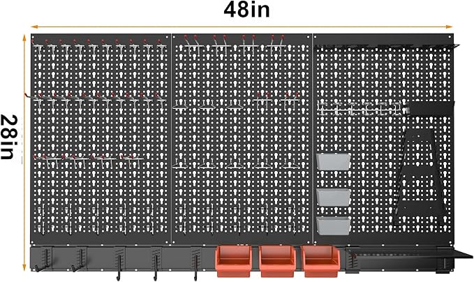 TORACK Metal Pegboard Wall Organizer System - Image 3
