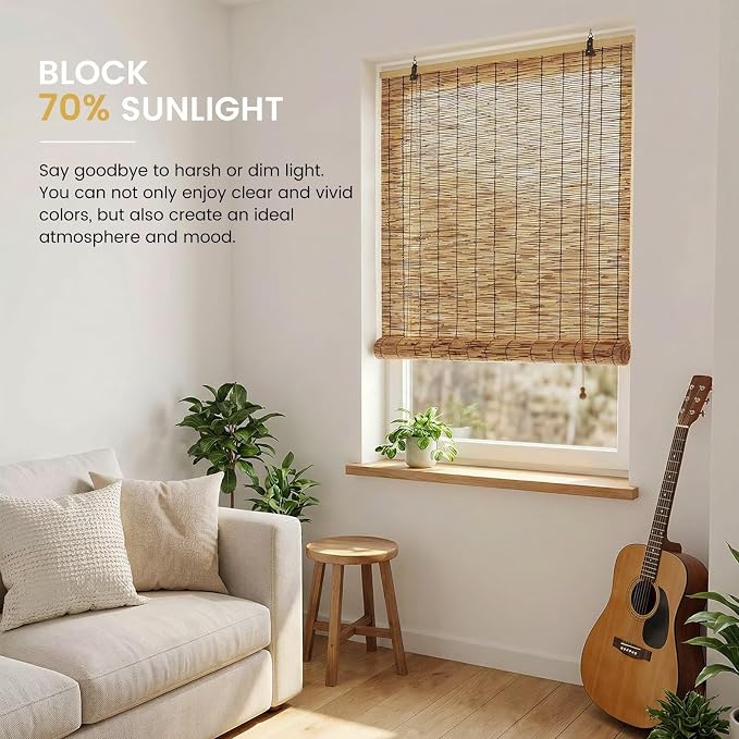 Outdoor Reed Roller Blinds, Patio Reed Blinds, Roman Roller Blinds, Porch - Image 2