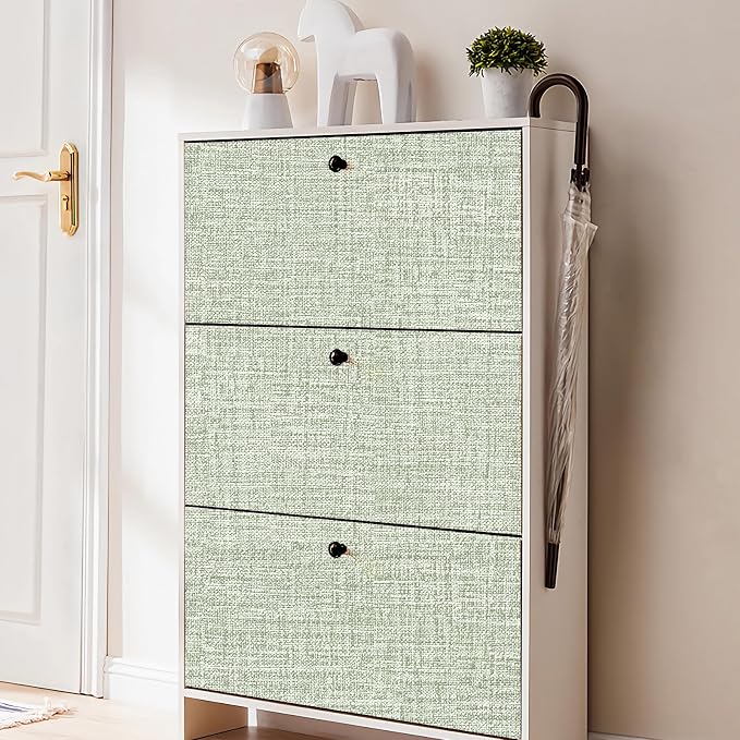 Green Grasscloth Peel and Stick Wallpaper 17.3"x300" Faux Linen Textured - Image 8