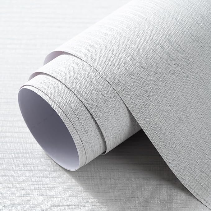 Grasscloth Textured Wallpaper White Peel and Stick 24inX393in Fabric Wall Paper - Image 3