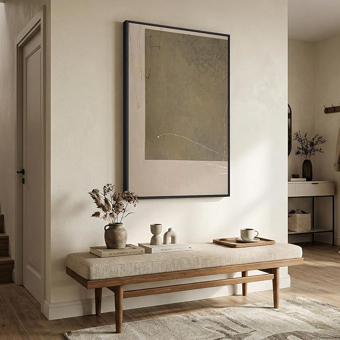 Framed Neutral Abstract Wall Art, Modern Beige and Taupe Canvas Prints - Image 4