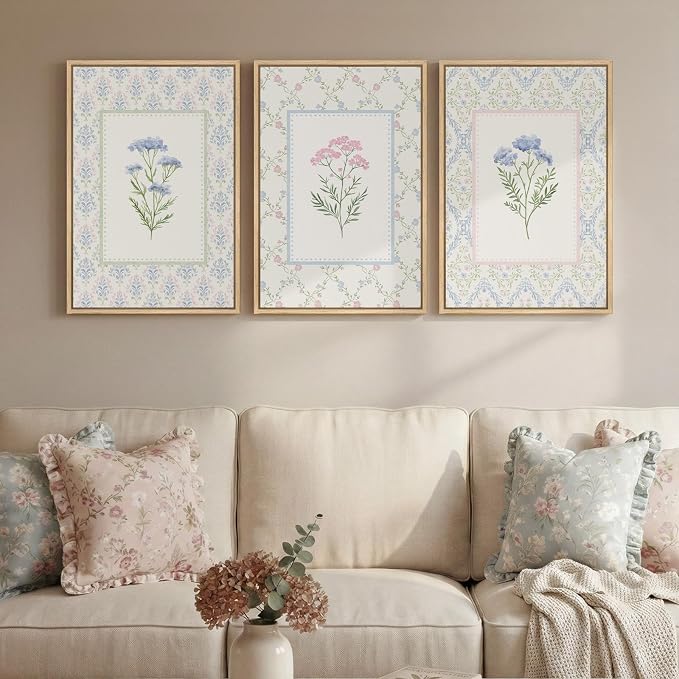 3 Piece Framed Canvas Floral Wall Art - Image 2