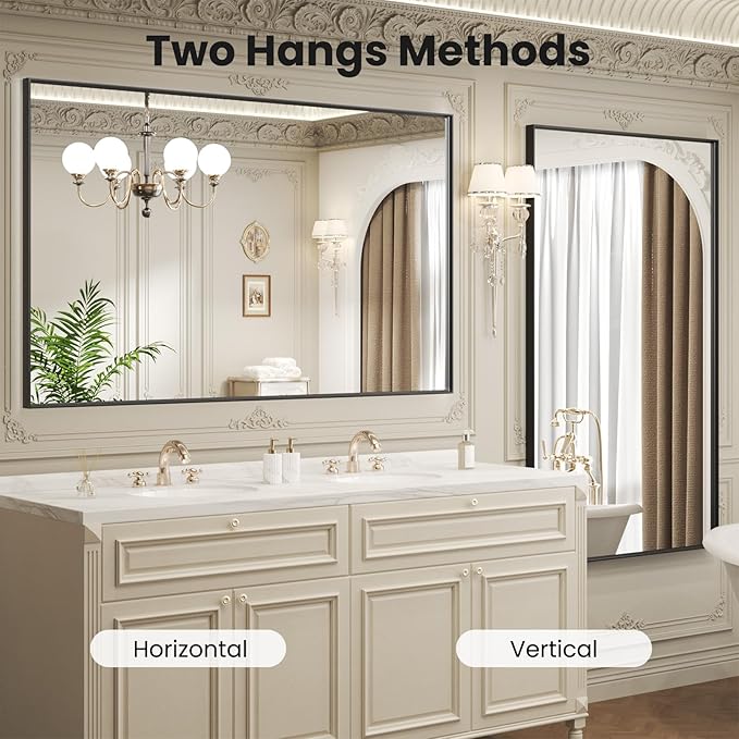 LOAAO Black Bathroom Mirror 72"X36" - Image 4