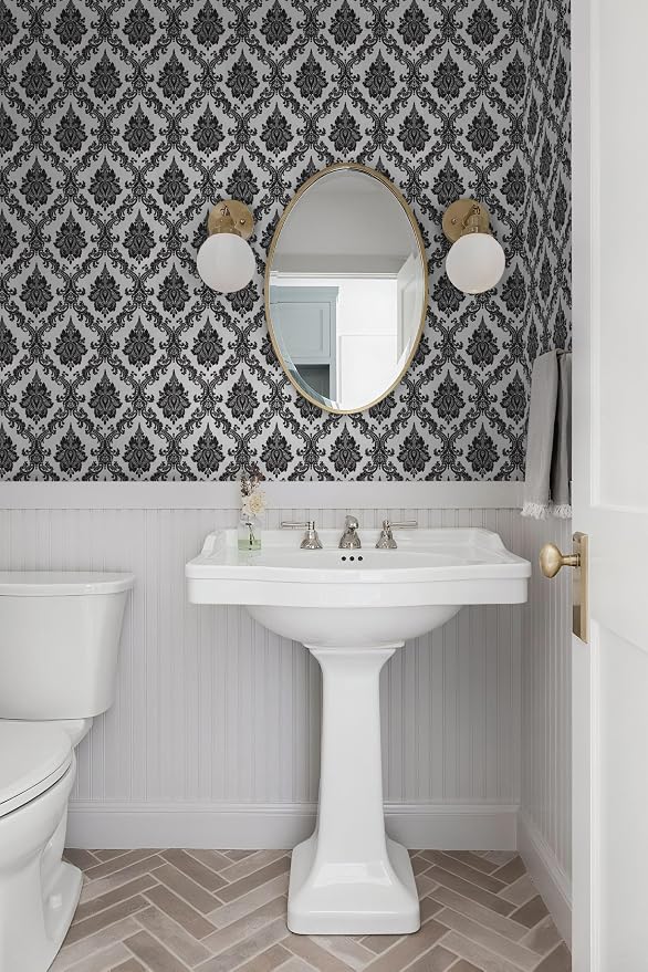 17.7" x118" Peel and Stick Wallpaper Black Wall Paper - Image 3