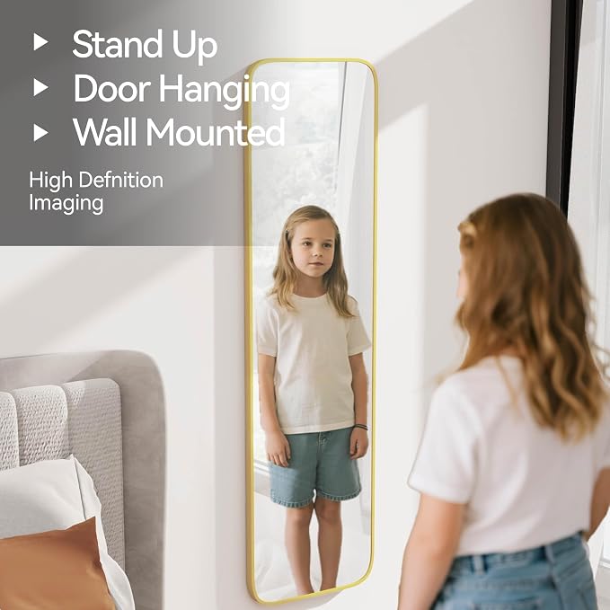 SCWF-GZ 57x16 Door Hanging Full Length Mirror, Floor Stand Wall Mounted Metal - Image 5