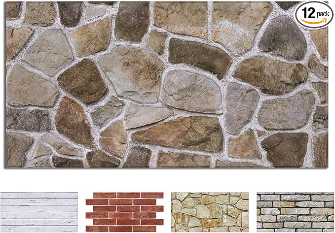 COMSTICKC 3D Faux Stone Wall Panels Peel and Stick, DIY UrltraLight PVC Fake by COMSTICKCDECOR