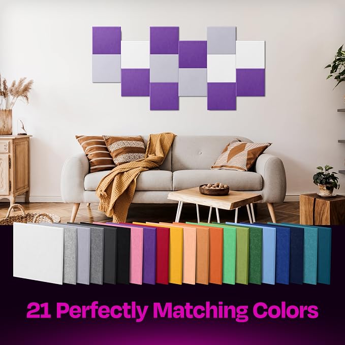 Acoustic Panels 12-Pack Soundproof Wall Panels 12"X12"X0.4" Sound Panels High - Image 5