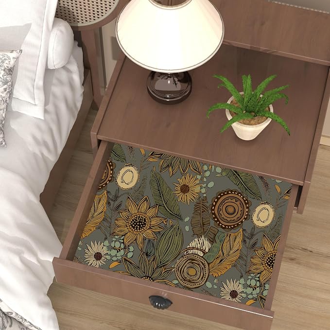 Grey Boho Wallpaper Peel and Stick, Vintage Green Yellow Floral Contact Paper - Image 7