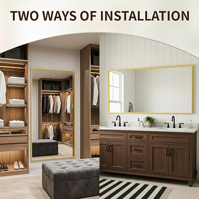 FICTOR Bathroom Vanity Mirror-Gold, 48x30 Inch, Shatterproof & Anti-Rust - Image 3