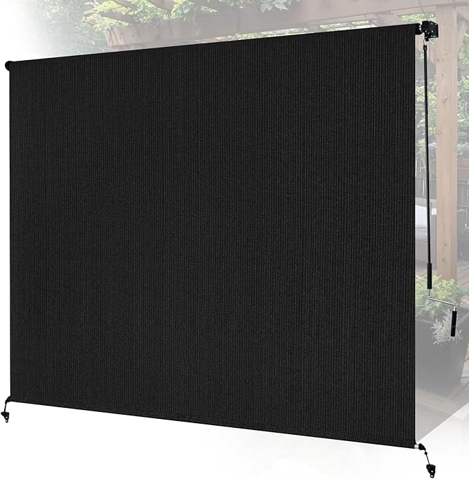9'W x 8'H Black Outdoor Roller Shade by Unknown