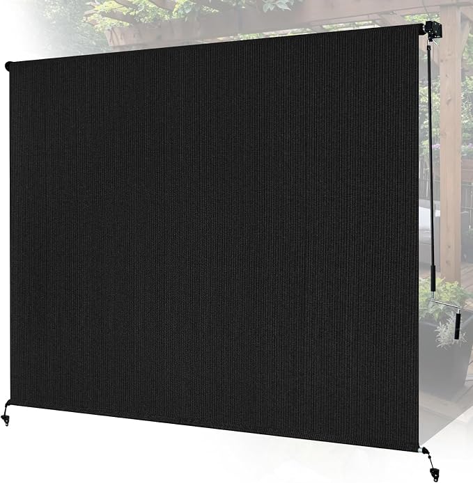 10'W x 8'H Black Outdoor Roller Shade by Unknown