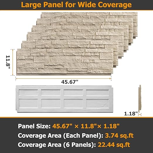 ROOMTEC 6-Packs Faux Stone Wall Covering Panels - Image 2
