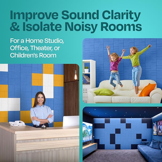 Acoustic Panels 12-Pack Soundproof Wall Panels 12"x12"x0.4" Decorative Sound - Image 7