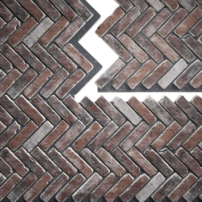 EverStone Herringbone Faux Brick Panel, 46 1/2"W x 25 1/4"H x 1"D, Moon Rock - Image 9
