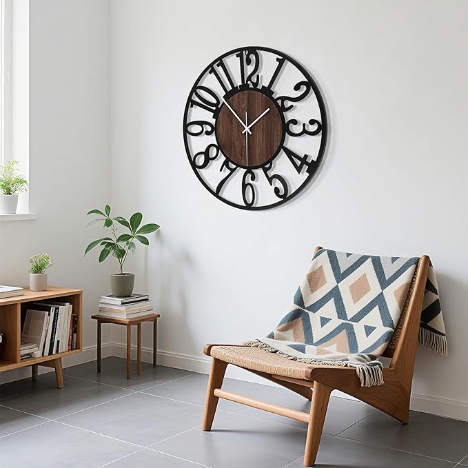 24'' Silent Wall Clock with Adjustable Night Light, Glow in The Dark Decorative - Image 8