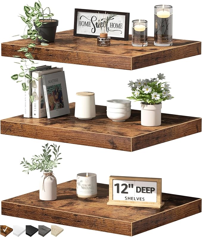 QEEIG 12" Deep Floating Shelves by QEEIG