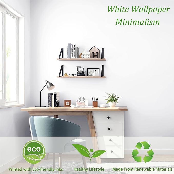 Safiyya White Peel and Stick Matte White Contact Paper 14.2" x 393" Self - Image 2