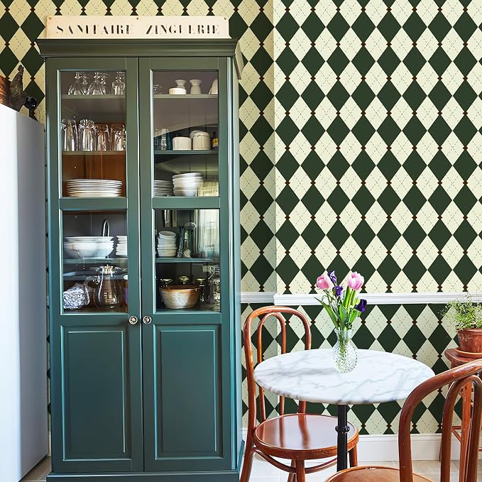 Simon&Siff Retro Peel and Stick Wallpaper Black and Green Wallpaper Vintage - Image 3