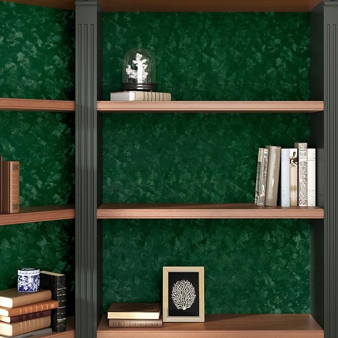 Wallercity Emerald Green Velvet Wallpaper Peel and Stick Felt Drawer Liner Self - Image 5
