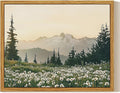 InSimSea Framed Canvas Wall Art, Vintage Floral Wildflowers Mountains Prints by InSimSeaArt