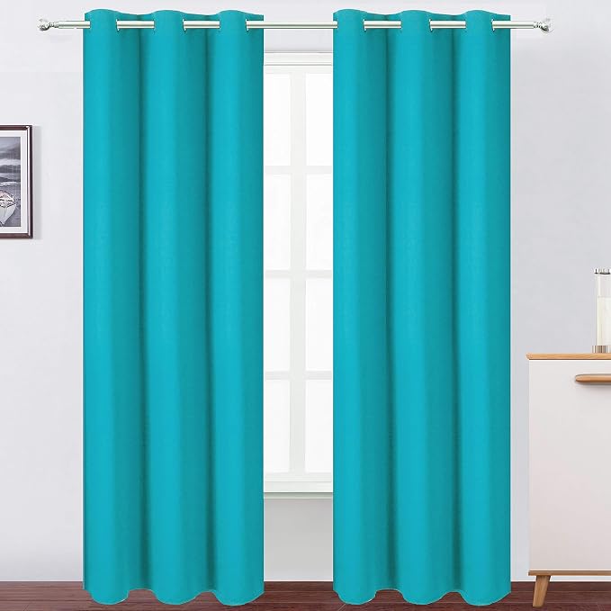 LEMOMO Teal Thermal Blackout Curtains/38 x 84 Inch/Set of 2 Panels Room by Lemomo