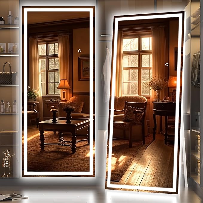 Hasipu Full Length Mirror with Lights, Full Body Dressing Hanging Mounted Mirror by Whatssuitableisthebest