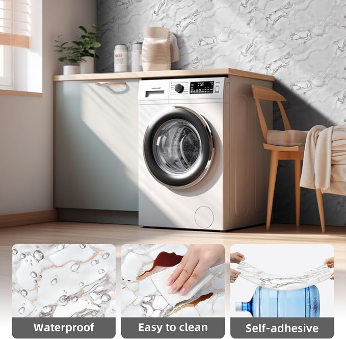 Vieshful 20pcs Peel and Stick Backsplash Tile，12"x12" Self Adhesive Marble Tile - Image 4