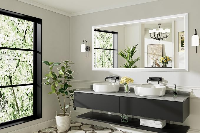72x36 Inch White Bathroom Mirror - Image 8