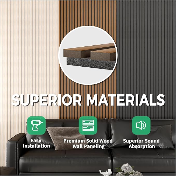 3 Pack Sample Set 3D Acoustic Slat Panels, 4.72" x 5.9" Sound Absorbing Wood - Image 5