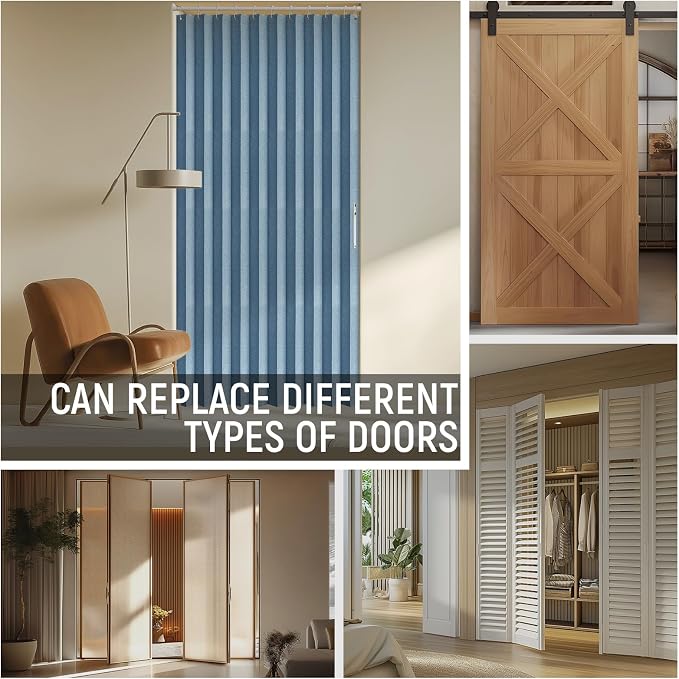 AJAZZ 100% Blackout Magnetic Door Curtain Pleated Door Curtain Accordion Doors - Image 2