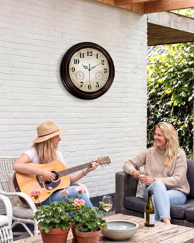Vintage Wall Clock 13 Inch Quartz Silent Non-Ticking Analog Clock - Image 8