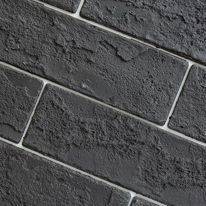 100 Pieces Old Town Black Faux Brick Wall Tiles, Clay Manufactured Thin Brick by TORURAL