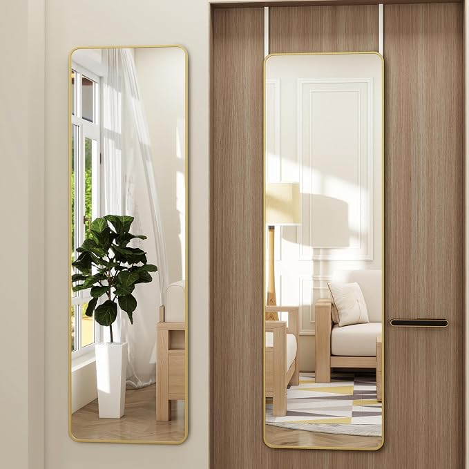 Full Length Door Mirror 14x48, Metal Frame by JAWGLOW