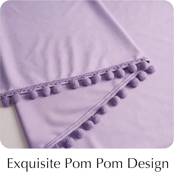 NICETOWN Lilac Purple Velvet Curtains 96 Inch Length – Pom Pom Room Darkening - Image 6