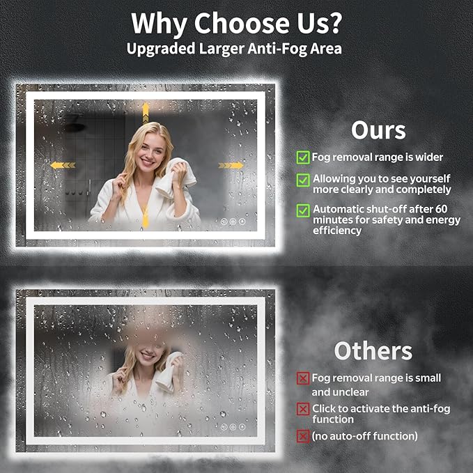 55"x30" LED Bathroom Mirror - Image 4