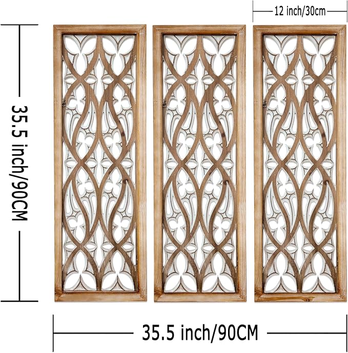 XIAOAIKA Hand Carved Boho Wood Wall Art - Image 2