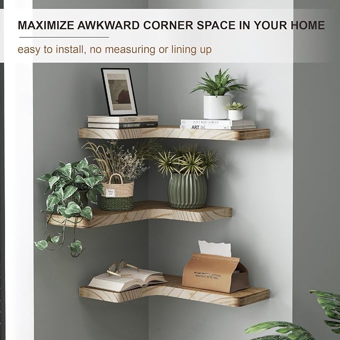 fuqing Floating Corner Shelves, Wall Shelf Set of 3, Shelves - Image 5