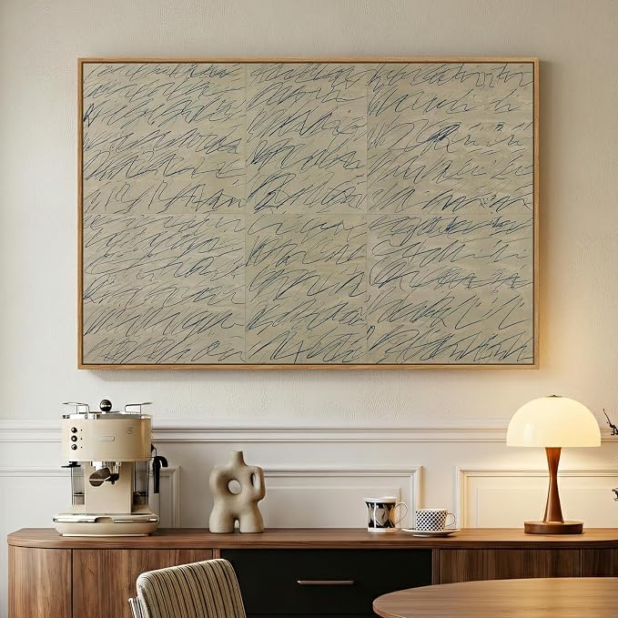 Framed Modern Neutral Beige Abstract Wall Art, Minimalist Canvas Prints by Cuspin
