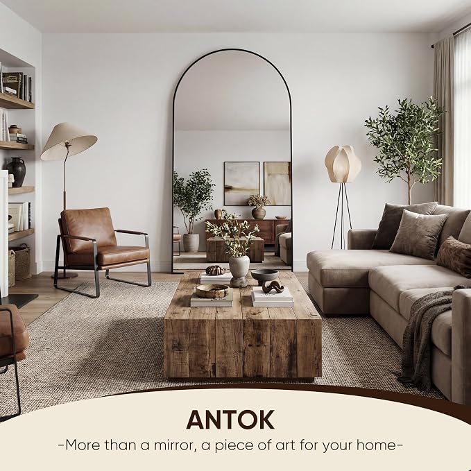 Antok 86" x46” Arched Full Length Floor Mirror, Free Standing/Wall Mount/Leaning - Image 5