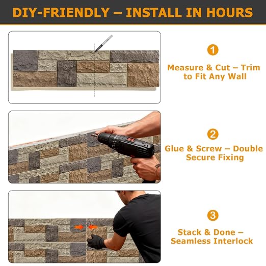 ROOMTEC 6-Packs Faux Stone Wall Covering Panels - Image 5