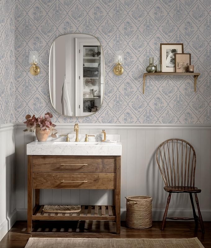 Toduso Peel and Stick Wallpaper Vintage Wall Paper Boho Contact Paper Blue - Image 7