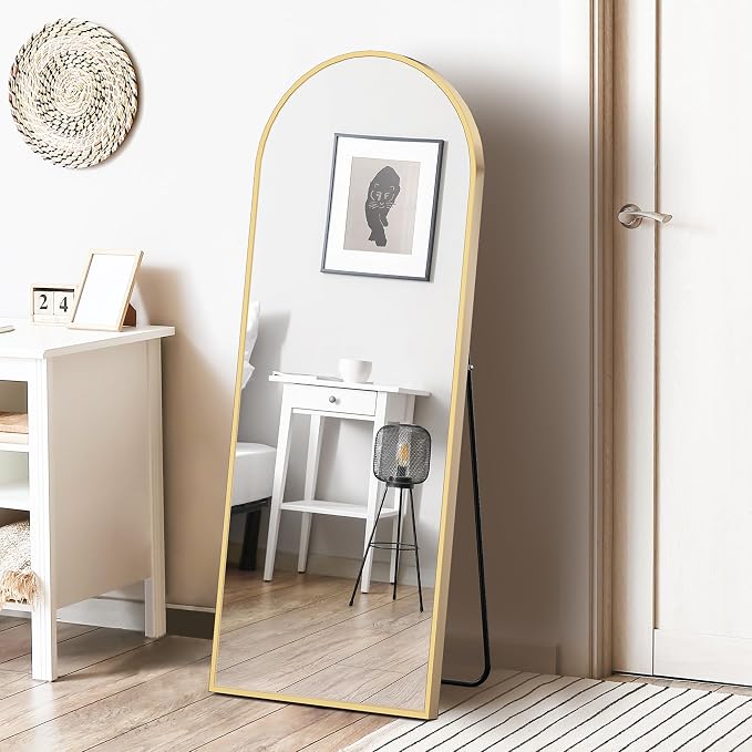 Sweetcrispy 64"x21" Arched Full Length Mirror, Leaning or Standing Full Body - Image 9