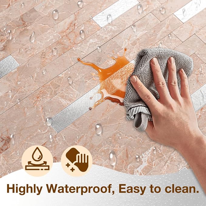Peel and Stick Backsplash Tile Waterproof Removable PVC Wall Sticker 3D Faux - Image 4