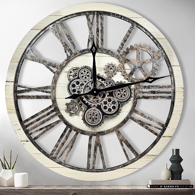 The B-Style Large Real Moving Gears Wall Clock 30 inch Rustic Retro Industrial by TheB-StyleTB