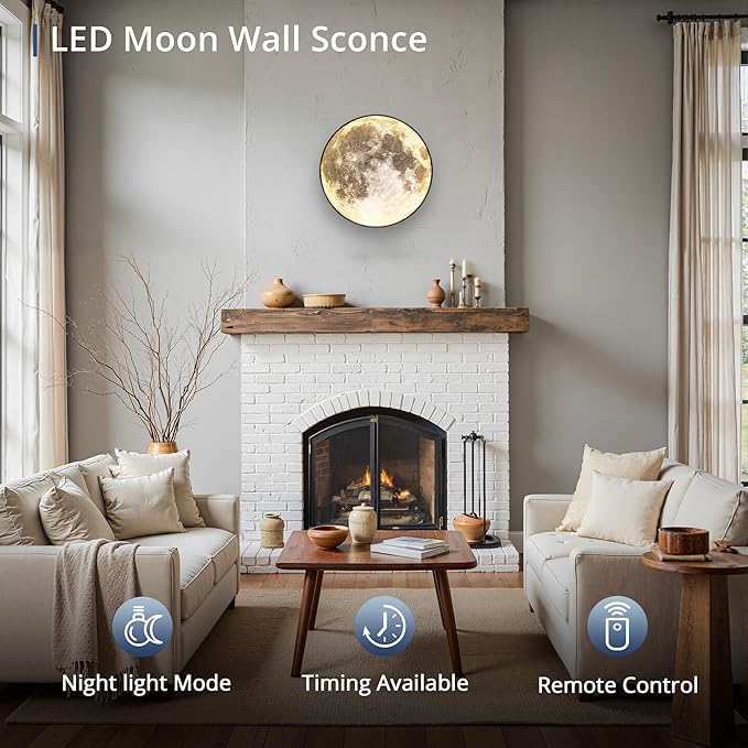 Dimmable Moon Wall Light 12 inch Wall Lights - Image 2
