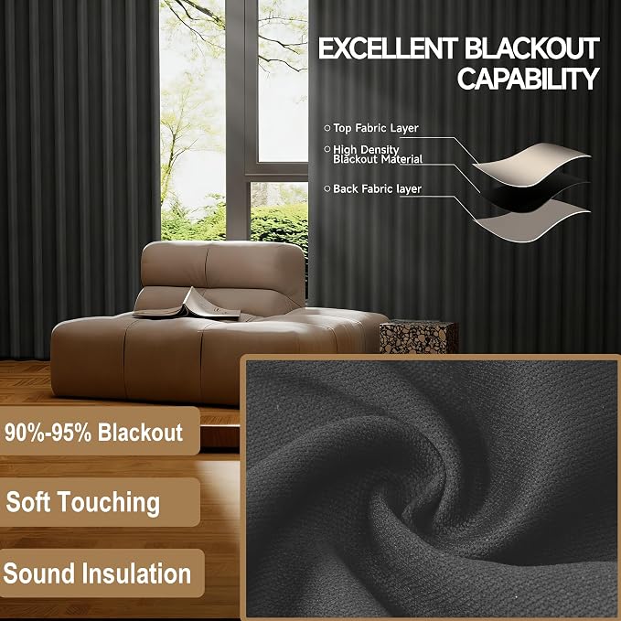 Room Divider Ceiling Curtains W/Flexible Track Sets, inch Extra Long Blackout - Image 3