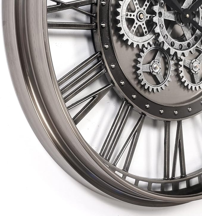 CLXEAST 28 Inch Original Real Moving Gear Wall Clock Roman Numerals, Oversized - Image 5