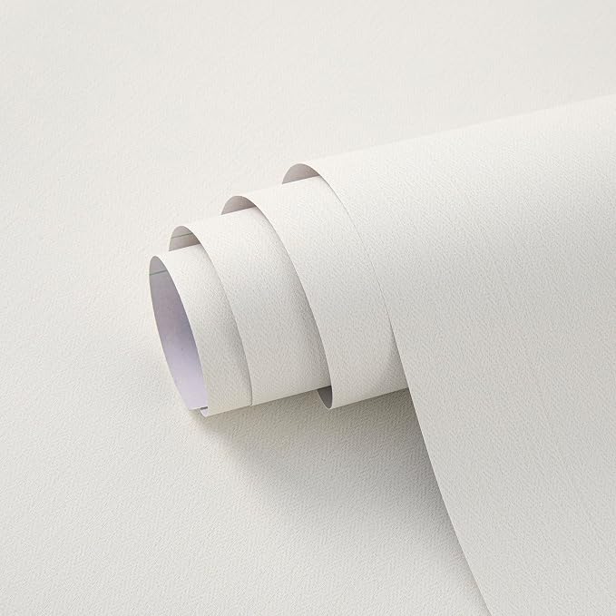 24"x393" White Grasscloth Peel and Stick Fabric Textured Contact Paper Linen - Image 8