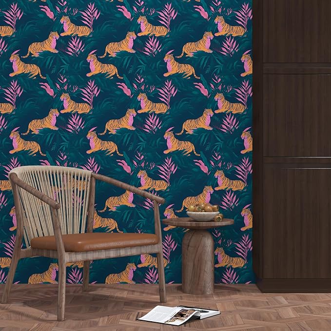 BOKEBEVE Tiger Wallpaper Peel and Stick Jungle Tropical Contact Paper Vintage - Image 5